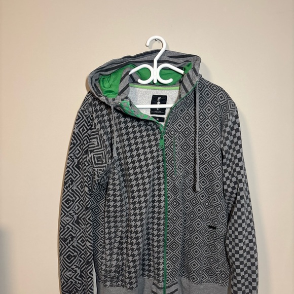 Billabong Other - VTG Billabong Gray and Green Geometric Hoodie skater Y2K trippy